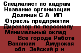 Специалист по кадрам › Название организации ­ Долинин С.А, ИП › Отрасль предприятия ­ Директор по персоналу › Минимальный оклад ­ 28 000 - Все города Работа » Вакансии   . Амурская обл.,Зейский р-н